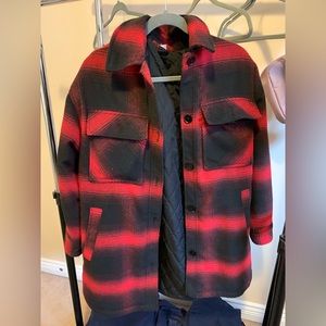 Plaid ( red and black ) shacket